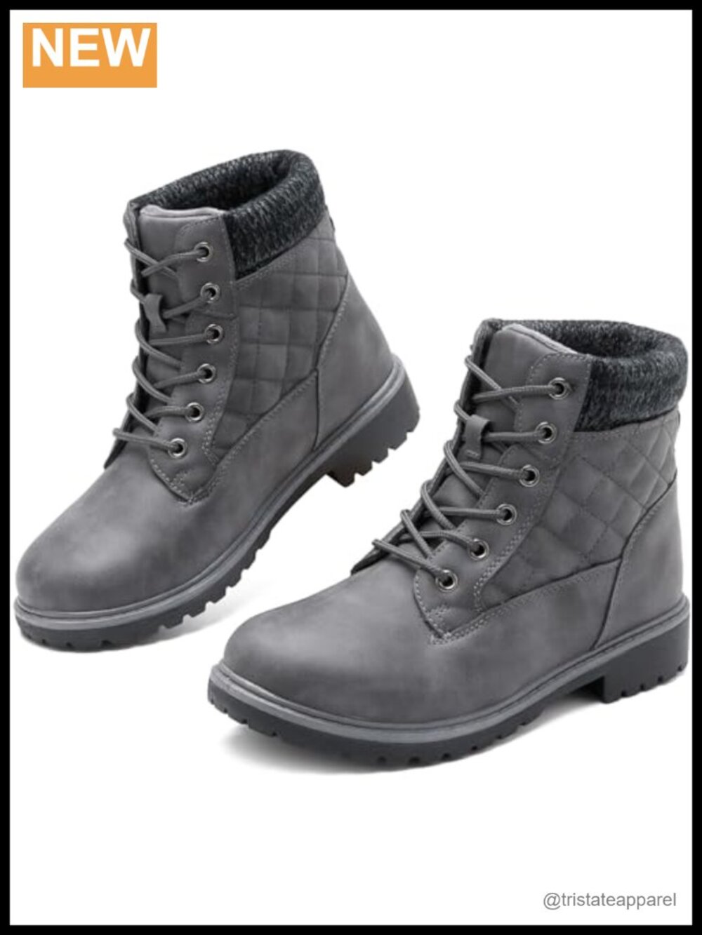 Waterproof Faux Leather Fur Lined Ankle Boots Lace Up Non Slip Hiking Work
